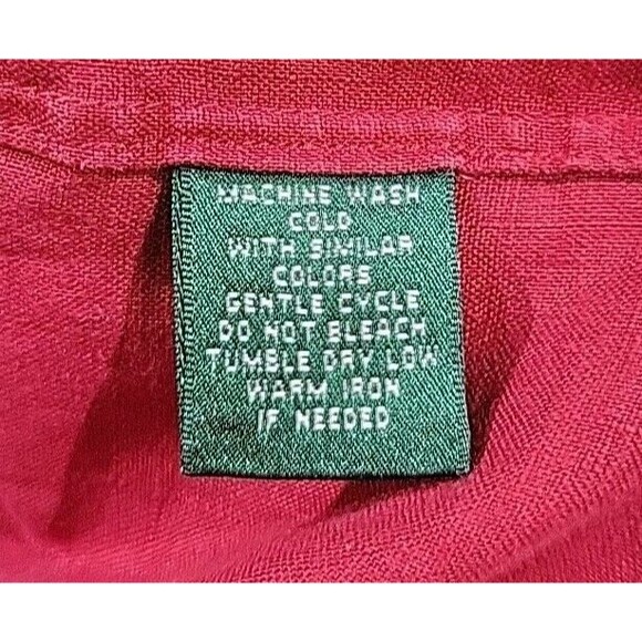 Lauren Ralph Lauren Henley Tunic Top 100% Linen Red Fabric Buttons Size Medium - Picture 10 of 14